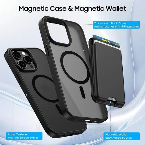 Miniatura 3 de Funda magnética para iPhone 12 Pro Max, cartera magnética desmontable con soporte para tarjetas, [compatible con MagSafe] grado militar, a prueba