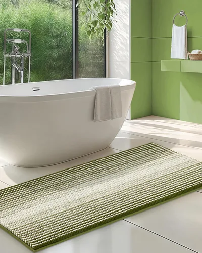 Miniatura 14 de BSICPRO Juegos de Alfombras y Tapetes para Baño, Juego de Alfombra de Baño de Felpilla Gruesa Absorbente de 2 Piezas Antideslizante, Tapetes Suaves