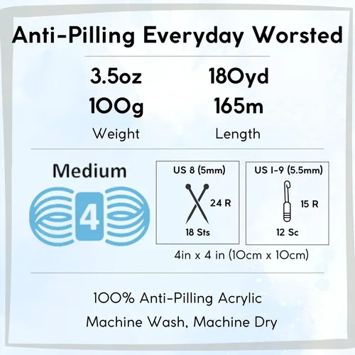 Miniatura 4 de Premier Yarns Everyday Anti-Pelusa Hilo Sólido Verde Pino DN100-8 (6-Madejas - Mismo Lote de Tinta) #4 Peso Estambre Acrílico para Tejer