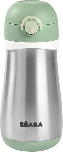 BEABA - Botella de agua para niños con aislamiento de acero inoxidable, termo con boquilla a prueba de derrames y parte superior cerrada, perfecta