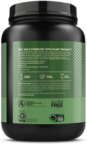 Miniatura 11 de Optimum Nutrition Gold Standard - Proteína en polvo 100% a base de plantas, sin gluten, proteína vegana para apoyo muscular y recuperación