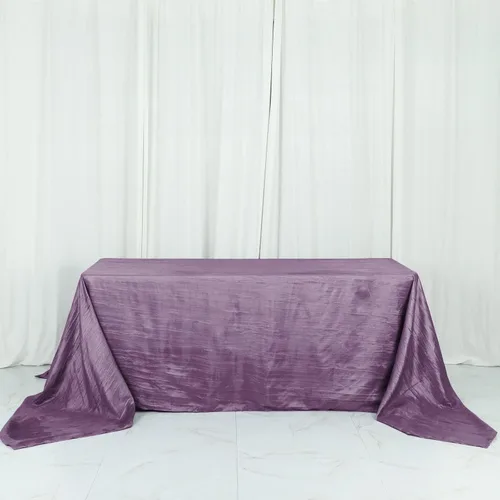 Miniatura 48 de Tableclothsfactory Mantel rectangular de tafetán arrugado de acordeón azul polvoriento, de 60 x 102 pulgadas, perfecto para ceremonias de boda
