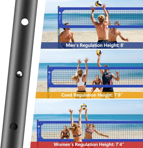 Miniatura 7 de Professional Volleyball Net Set Heavy Duty for Outdoor Backyard Portable with Aluminum Scoring Poles, Nets System, Adjustable Regulation Height