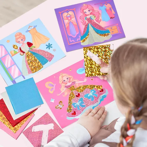 Miniatura 7 de JoyCat Libros para Colorear con Agua, Actividad de Arte y Manualidades, Arte de Princesa Sin Desorden para Niños de 4-8 Años, Kits y Suministros