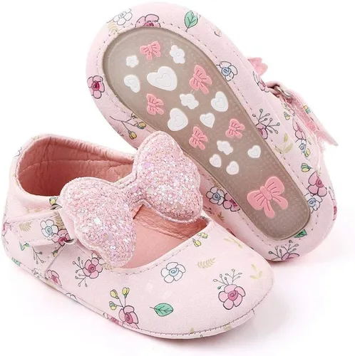 Meckior - Zapatos de vestir para bebé y la princesa niña, hechos a mano, para niños y niñas, de cuero sintético, antideslizante, para cuna, para