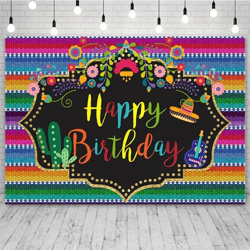 Sendy Telón de fondo de fiesta mexicana de 7 x 5 pies, fiesta mexicana, fiesta de cumpleaños, fotografía de fondo, decoraciones coloridas, cartel de