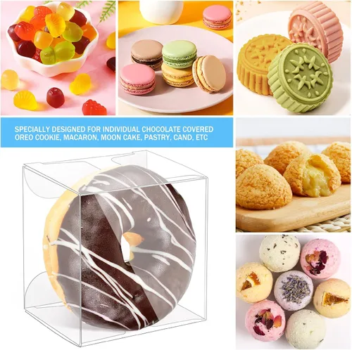 Miniatura 6 de Newbested Paquete de 100 cajas de plástico transparente para macarrones, dulces de chocolate transparente, bolas de malta, mini cajas de embalaje