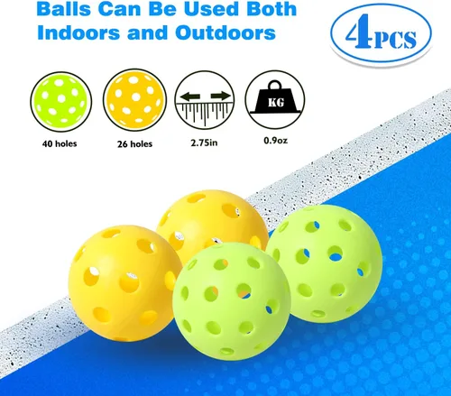 Miniatura 4 de GSE Games & Sports Expert Juego de palas de pickleball con raquetas ligeras de pickleball y bolas de pepinillo para interiores y exteriores y bolsa