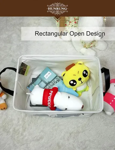Miniatura 5 de Cesta rectangular de almacenamiento de lona, bonita cesta organizadora de lona para juguetes de mascotas, niños, libros, ropa, perfecta para Elefante