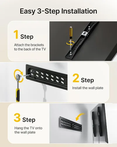Miniatura 5 de monTEK Soporte de pared fijo ultra delgado para televisores planos y curvos de 43 a 95 pulgadas, perfil súper bajo de 0.95 pulgadas de pared
