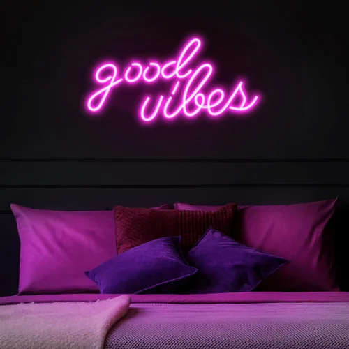 Miniatura 2 de Olekki Letrero de neón Pink Good Vibes – Luces de neón para dormitorio, letreros de neón LED para decoración de pared (16.1 x 8.3 pulgadas)