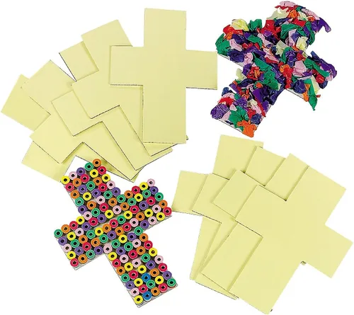 Fun Express Juego de 24 tableros adhesivos cruzados a granel – Manualidades de escuela dominical para niños y actividades de manualidades cristianas