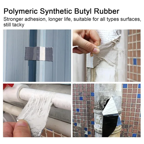 Miniatura 6 de BOMEI PACK Cinta de butilo para reparación de fugas de 0.059 in x 4 pulgadas de ancho x 33 pies de largo, cinta de sellado impermeable de papel
