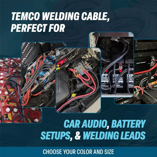 Miniatura 4 de TEMCo 1 Gauge AWG 25 pies rojo Cable de soldadura de cobre puro flexible fabricado en EE. UU. para batería - Uso pesado para solar, inversor