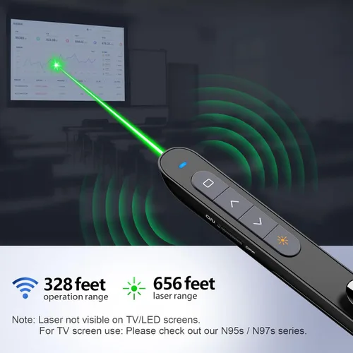 Miniatura 2 de Norwii N76 Recargable Presentación Clicker, Control Remoto de Presentación de Largo Alcance, Presentador Inalámbrico, Puntero para Presentaciones