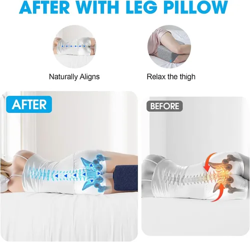 Miniatura 7 de Almohada de rodilla para personas que duermen de lado con gel refrescante, almohada de elevación de espuma viscoelástica para alineación
