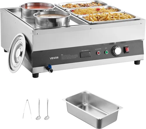 Miniatura 14 de VEVOR Calentador de Sopa Eléctrico, Olla Redonda Doble de Acero Inoxidable de 7.4QT Temperatura Ajustable 86~185°F, Bain Marie Comercial de 1200W