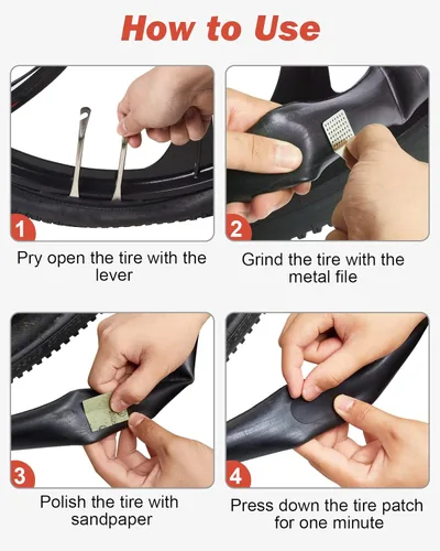 Miniatura 4 de Zacro Bike Tire Repair Kit, Bike Tube Patch Kit with Stainless Steel Tire Levers, 24 PCS Bike Tube Patches,Metal Rasp, Bike Patch Kit for Mountain