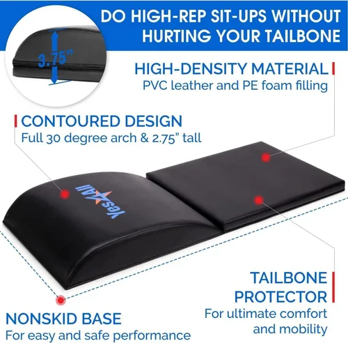 Miniatura 4 de Yes4All Ab Mat Tailbone y sin coxis, almohadilla de apoyo plegable para ejercicios abdominales para entrenamiento central y espalda baja