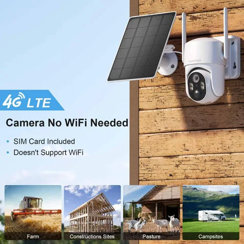 Miniatura 3 de Cámara de Seguridad Celular 4G LTE, Cámara de Seguridad para Exteriores sin WiFi, Cámaras de Seguridad Inalámbricas para Exteriores con Energía