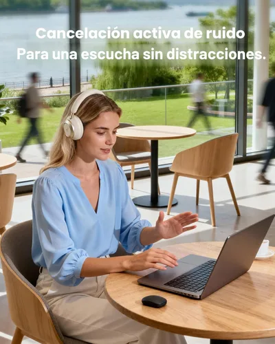 Miniatura 7 de Soundcore Space One Pro, auriculares supraaurales FlexiCurve, auriculares con cancelación activa de ruido adaptativa impulsados por 6 micrófonos
