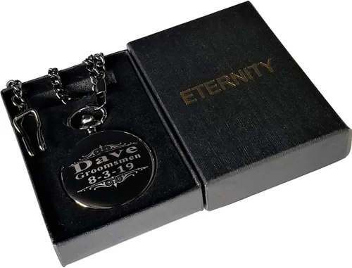 Miniatura 9 de Juego de 3 relojes de bolsillo con grabado personalizado para hombre o mujer, reloj personalizado con cadena y caja incluida, grabado incluido