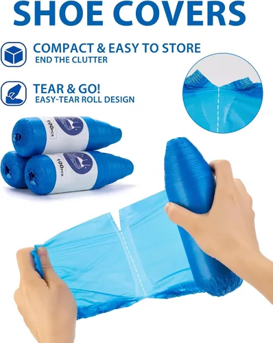 Miniatura 2 de Cubrezapatos desechables antideslizantes, fundas impermeables para botas con rollo compacto para fácil almacenamiento, paquete de 100 fundas