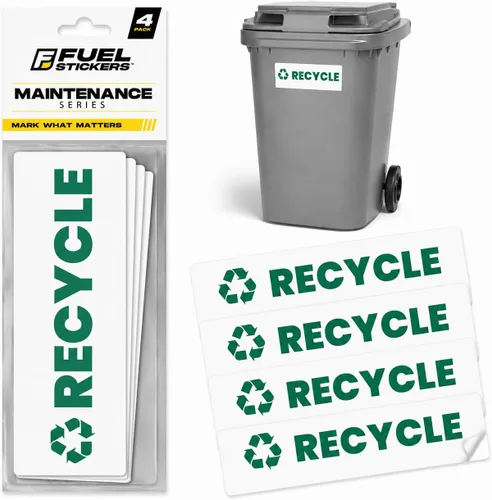 Adhesivo de reciclaje para contenedores de basura, resistente, solo reciclaje, apto para 3 a 5 años para interiores y exteriores, resistente,