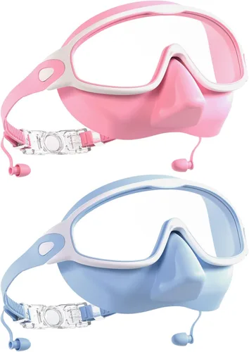 Miniatura 11 de Aegend Gafas de natación con cubierta de nariz para adultos, paquete de 2 gafas de natación de visión amplia, antiniebla/UV, sin fugas, para hombres