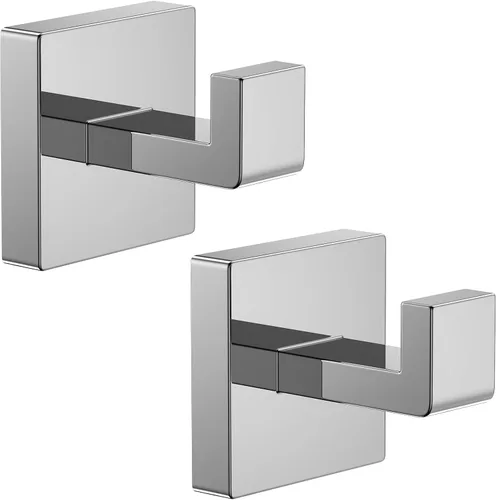 Miniatura 8 de Kruodop 2 PCS Ganchos para Toallas para Baño, Soporte para Toallas de Montaje en Pared, Gancho Negro Mate para Bata de Pared, Gancho Cuadrado
