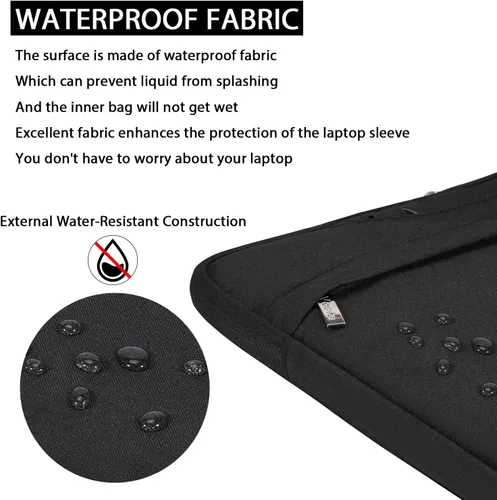 Miniatura 6 de Voova Funda para Portátil de 13, 14, 15, 16, 17 Pulgadas con Correa para el Hombro, Funda Impermeable para Portátil Maletín Delgado