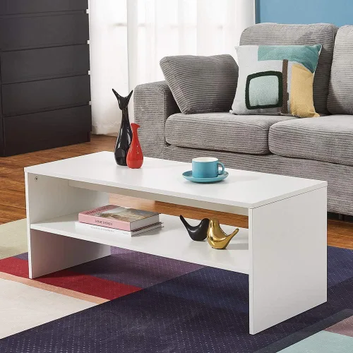 Panana Mesa auxiliar de 2 niveles, mesa auxiliar simple para sofá, mesa auxiliar de té para sala de estar, oficina, 39.4 x 15.7 x 15.7 pulgadas