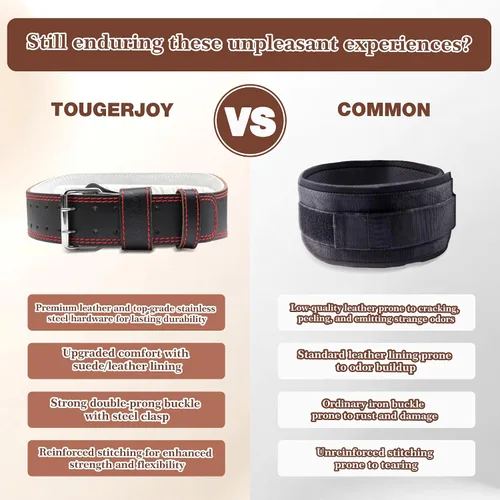 Miniatura 7 de Genuine Leather Weight Lifting Belt for Men Double Prong Power Belt Heavy Duty - Strong, Stabilizing Back Support for Deadlifts, Squats Powerlifting