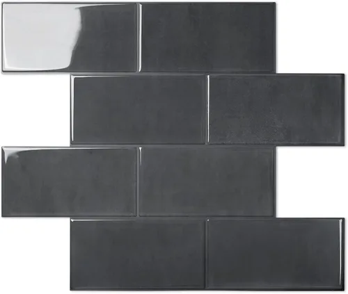 Miniatura 15 de STICKGOO Azulejos de Subway de 10 Hojas para Despegar y Pegar para Salpicadero, Azulejos de Vinilo Autoadhesivos Negros para Pared, Salpicadero