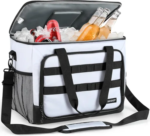 Miniatura 9 de ZAKEEP - Bolsa de enfriamiento suave, 30 latas, enfriador plegable con correas ajustables para el hombro, baúl de hielo blanco para acampar, playa