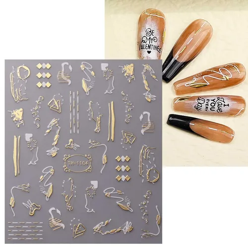 Miniatura 8 de jmeowio 8 hojas de calcomanías de arte de uñas con punta francesa de mármol, calcomanías autoadhesivas para uñas, suministros de uñas, accesorios