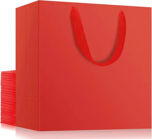 Miniatura 33 de EUSOAR Bolsas de Regalo Grandes Azul Marino, Paquete de 25 - Bolsas de Papel de Compras de 12.5"x4.5"x11" con Asas para Negocios, Manualidades