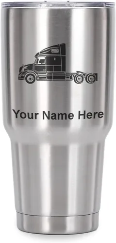 Miniatura 11 de LaserGram Taza aislada al vacío de 20 onzas, cabina de camión, grabado personalizado incluido (negro)