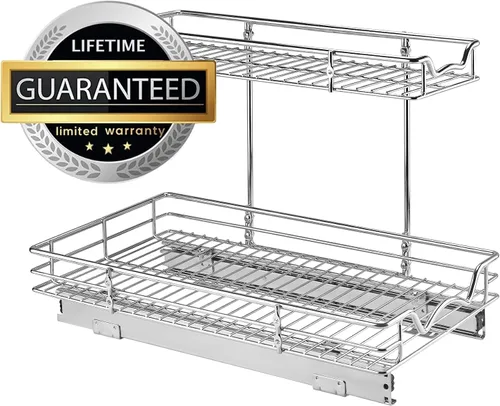 Miniatura 3 de HOLDN' STORAGE Organizadores y almacenamiento de dos niveles para debajo del fregadero, organizador de gabinete deslizante con cajones deslizantes