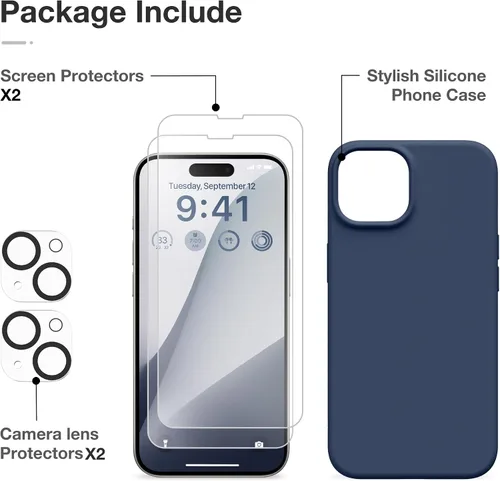 Miniatura 123 de GONEZ Funda de silicona para iPhone 15 Pro Max, compatible con Magsafe, protector de cámara + protector de pantalla, forro de microfibra suave
