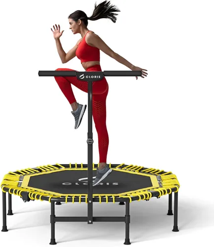 CLORIS 38in/48in Folding Trampoline - Max Load 220lbs / 450lbs Trampoline Rebounder Trampoline with Adjustable Foam Handle, with safty Padded Cover