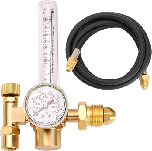 ATPEAM Regulador de argón de CO2 Soldador TIG Soldadura MIG Caudalímetro de CO2 10 a 50 CFH - Medidor de presión de 0 a 4000 psi con manguera de 6.5