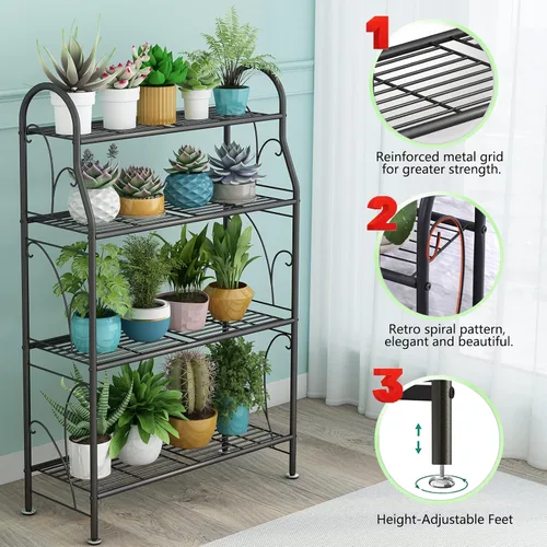 Miniatura 6 de SORCEDAS Soporte para plantas para interiores y exteriores, estante colgante de esquina de 3 niveles de alto, soportes de metal para flores, soporte