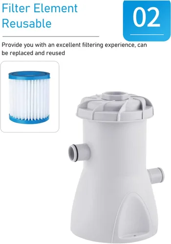 Miniatura 7 de Bomba de filtro de piscina 40W, bomba de filtro de piscina 800GAL por hora Filtro de piscina de tierra para impurezas de filtro de piscina