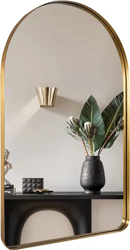 Miniatura 20 de ANDY STAR - Espejo cromado, espejo de arco de 22 x 35 pulgadas en marco de metal de acero inoxidable, espejo de baño cromado con arco, espejo