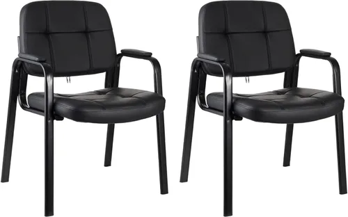 Miniatura 18 de CLATINA Silla de recepción clásica con reposabrazos acolchados y marco de acero resistente, silla ergonómica para invitados para oficina, Gris