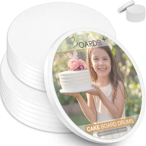 Miniatura 8 de Elegante tambor de tablero para tartas de 8, 10 y 12 pulgadas (3 tamaños, 12 paquetes en total) Herramienta de apoyo gratuita Redondas