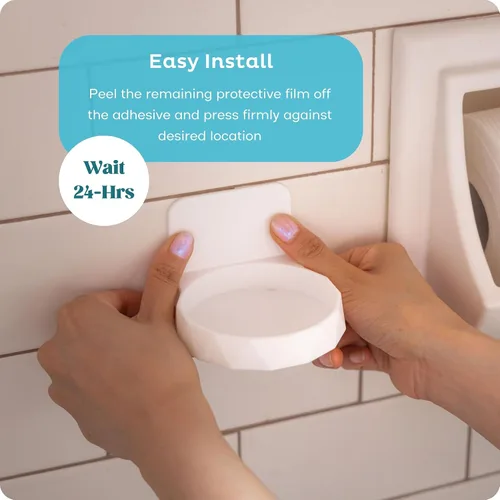 Miniatura 4 de Soporte de pared para dispensador de espuma de papel higiénico - Soporte adhesivo para baño - Instalación sin taladros - Compatible con dispensador