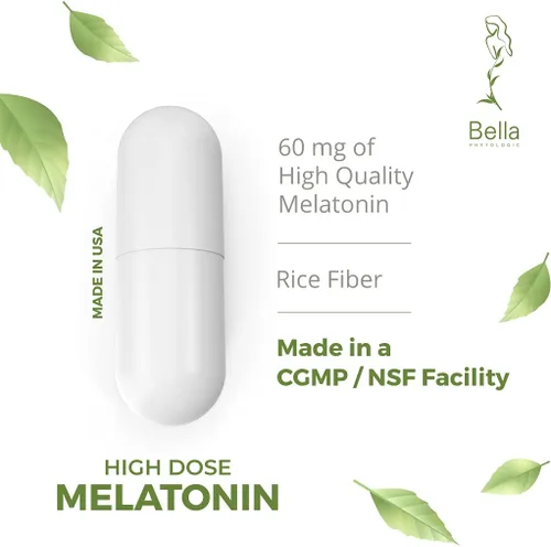 Miniatura 3 de Melatonina pura 60 mg – Ayuda nocturna de alta potencia para descanso profundo, relajación, jet lag y alivio del estrés – Acción rápida, sin hábito