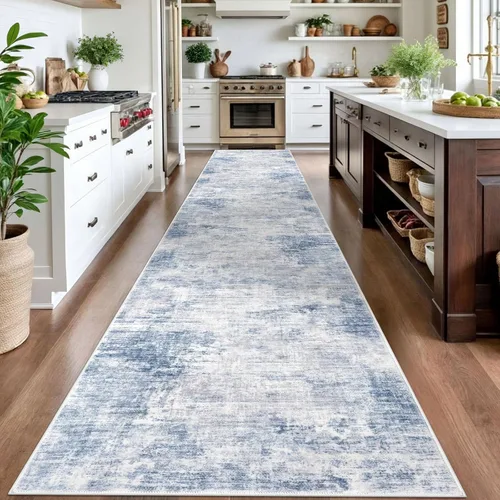 Miniatura 919 de IOHOUZE Alfombra abstracta lavable de 3 x 12 pies para pasillos, antideslizante para cocina, camino de entrada de lana sintética para interiores